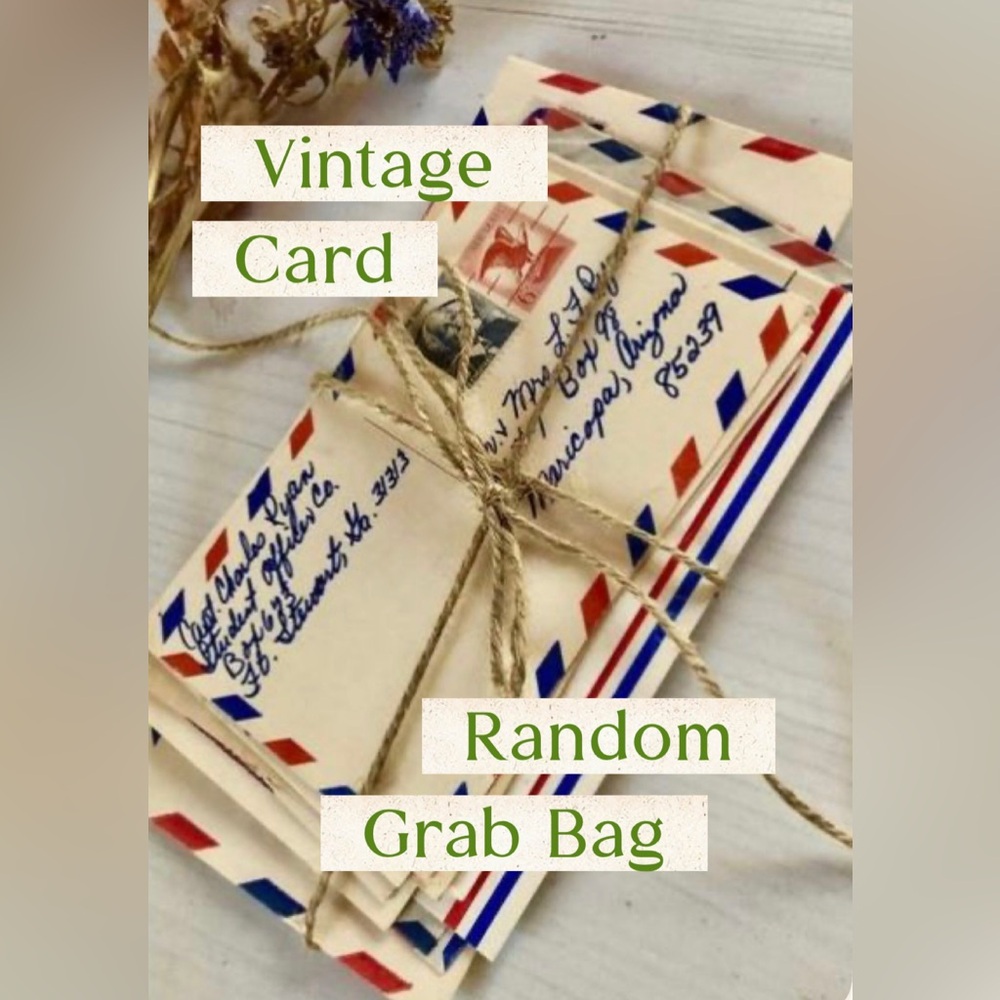 PEN PALS 🌷 VINTAGE CARDS GRAB BAG! RANDOM SELECTION OF 5 CARDS SWEETLY WRAPPED 💋
